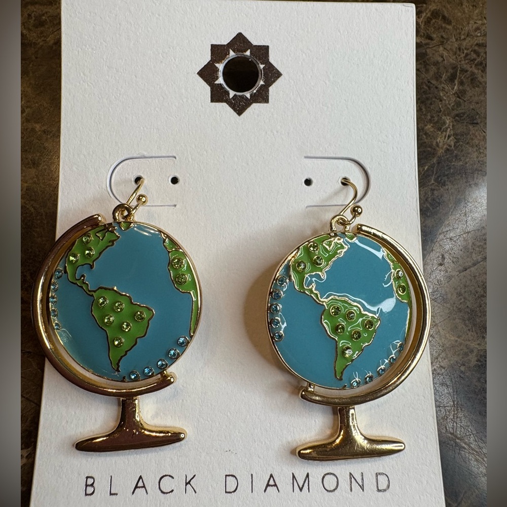 Black Diamond NWT  Cutest Globe Earrings - Blue and Gold